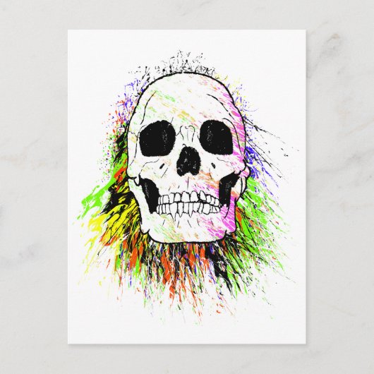 Menselijke schedel kleurrijk Halloween Briefkaart (Voorkant)