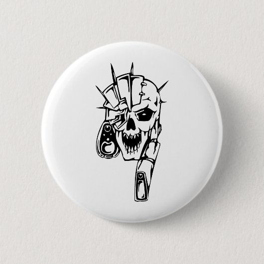 Menselijke schedel ronde button 5,7 cm (Voorkant)