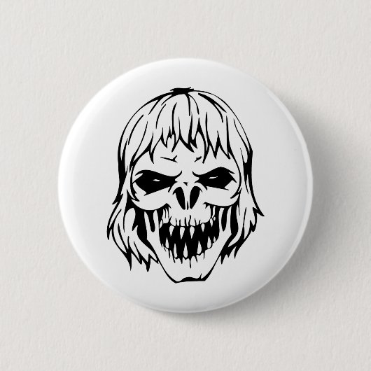 Menselijke schedel ronde button 5,7 cm (Voorkant)
