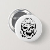 Menselijke schedel ronde button 5,7 cm (Voorkant /achterkant)