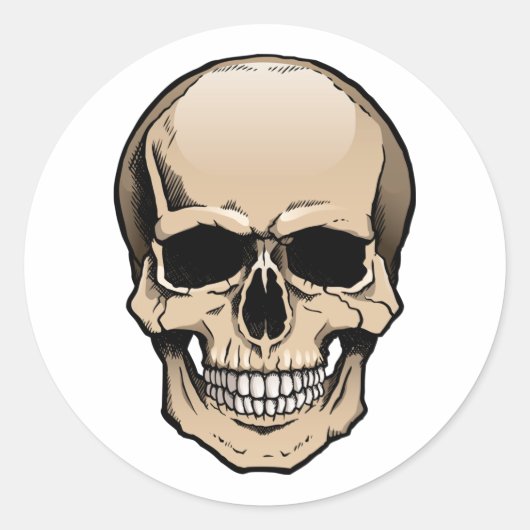 Menselijke schedel ronde sticker (Voorkant)