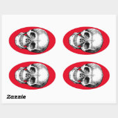 Menselijke schedel wit gezicht ovale sticker (Vel)