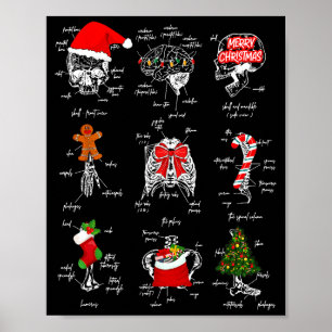 Menselijke Skelet Anatomie Kerst Medische Student Poster