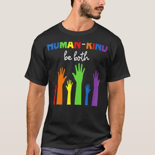 Menselijke Soort Be Both Hands Kleur Regenboog LGB T-shirt (Voorkant)