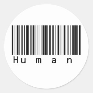 Menselijke streepjescode scant echt. ronde sticker