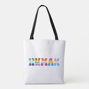 Menselijke trots regenboog kleuren gay trans pan l tote bag