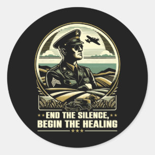Menselijke veteranen zelfmoord bewustzijn geesteli ronde sticker