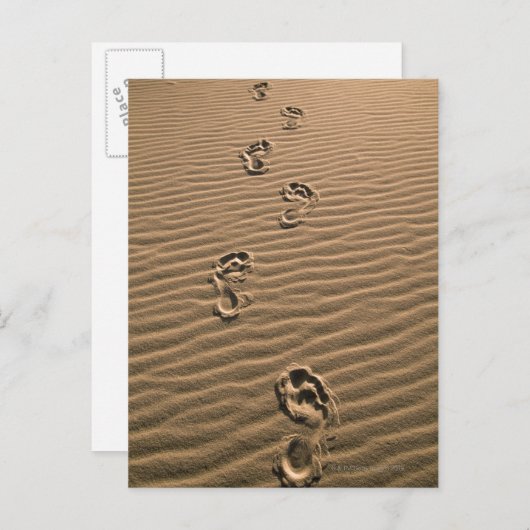 Menselijke voetafdrukken op zandstrand briefkaart (Voorkant / Achterkant)