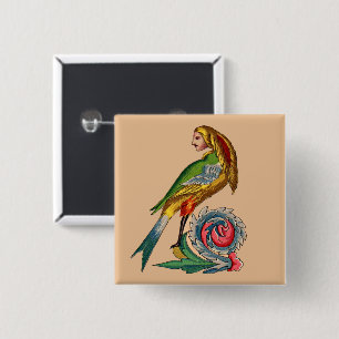 menselijke vogel vierkante button 5,1 cm