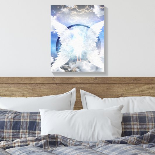 Menselijke ziel tussen engel vleugels canvas afdruk (Insitu (Slaapkamer))