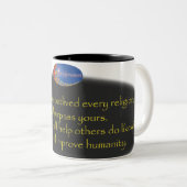 menselijkheid tweekleurige koffiemok (Voorkant rechts)