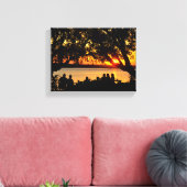 Mensen aan de rand van de rivier bij zonsondergang canvas afdruk (Insitu (Woonkamer))