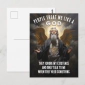 Mensen behandelen me als een God - goddelijk grapp Briefkaart (Voorkant / Achterkant)