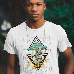 Mensen bestaan niet grappig Geek Ufo Alien Graphic T-shirt