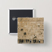 Mensen bidden bij de klaagmuur vierkante button 5,1 cm (Voorkant /achterkant)