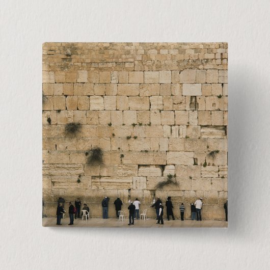Mensen bidden bij de klaagmuur vierkante button 5,1 cm (Voorkant)