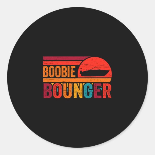 Mensen boot retro zon stuitert prestatie ronde sticker (Voorkant)