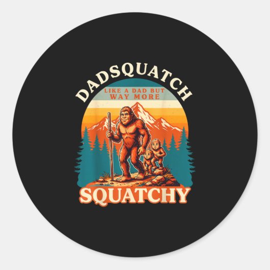 Mensen dadsquatch als een vader veel grappiger squ ronde sticker (Voorkant)