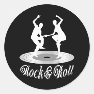 Mensen dansen rock en roll ronde sticker