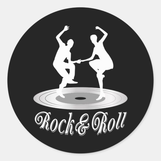 Mensen dansen rock en roll ronde sticker (Voorkant)