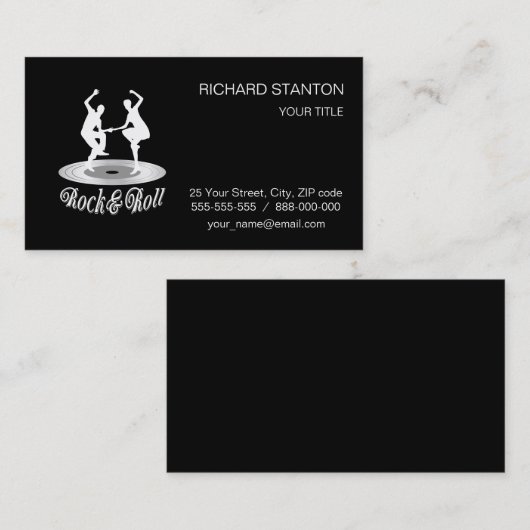 Mensen dansen rock en roll visitekaartje (Voorkant / Achterkant)