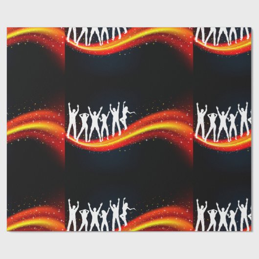 Mensen dansen silhouetten inpakpapier (Vlak)