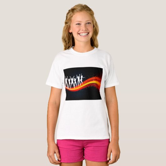 Mensen Dansen Silhouetten Meisjes T-shirt (Voorkant volledig)