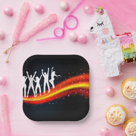 Mensen dansen silhouetten papieren Borden Papieren Bordje (Feest)