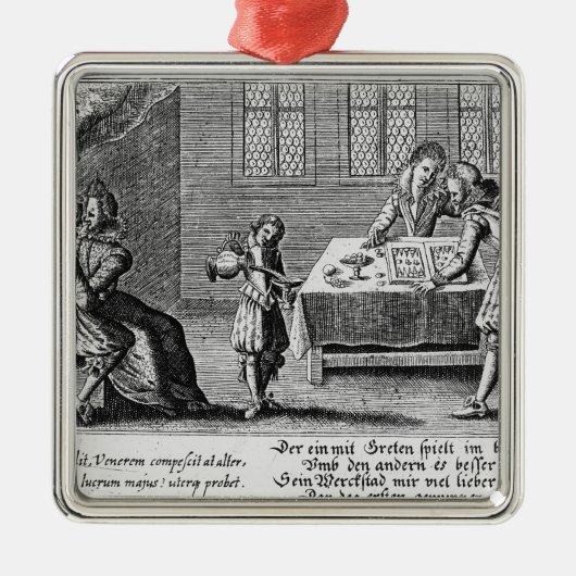 Mensen die backgammon spelen metalen ornament (Voorkant)