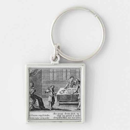 Mensen die backgammon spelen sleutelhanger (Voorkant)