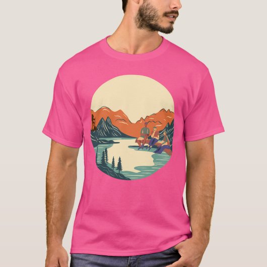 Mensen die bij de rivier in de bergen zitten, zijn t-shirt (Voorkant)