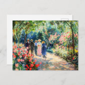 Mensen die door de tuin van het roos lopen feestdagenkaart (Voorkant / Achterkant)