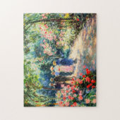 Mensen die door rozentuin lopen legpuzzel (Verticaal)