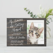 Mensen die gehuwd raken Foto Rustic Pet Dog Save The Date (Staand voorkant)