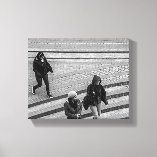 Mensen die het leven van een stad lopen canvas afdruk (Voorkant)