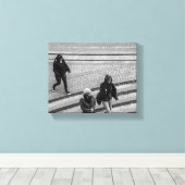 Mensen die het leven van een stad lopen canvas afdruk (Insitu (Houten vloer))