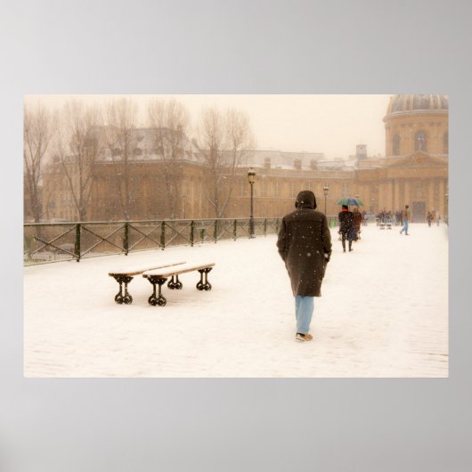 Mensen die in het sneeuwPoster rondlopen Poster (Voorkant)
