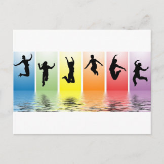 mensen die in water springen briefkaart