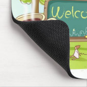 Mensen die met een informatiesymbool met theebeker muismat (Hoek)