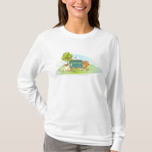Mensen die met een informatiesymbool met theebeker t-shirt