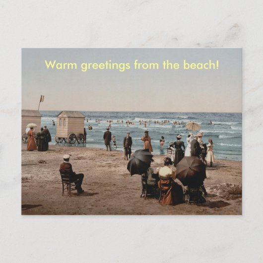 mensen die op het strand in de zon zwemmen briefkaart (Voorkant)