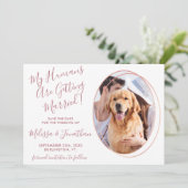 Mensen Die Trouwen Foto Hond Trouwen Roze Goud Save The Date (Staand voorkant)