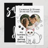Mensen Die Trouwen Schattige Kattenliefhebbers Han Save The Date (Voorkant / Achterkant)