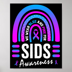 Mensen dragen in oktober roze en blauw voor SIDS-b Poster