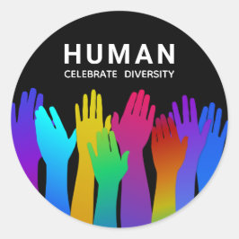 Mensen | Eén Ras | Vier Diversiteit Ronde Sticker