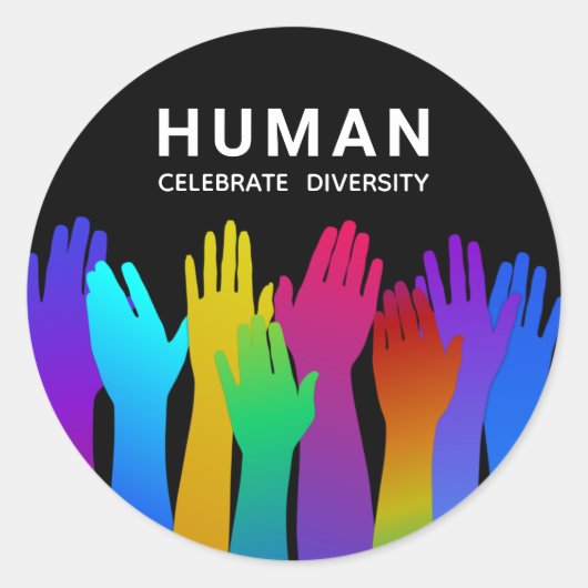 Mensen | Eén Ras | Vier Diversiteit Ronde Sticker (Voorkant)