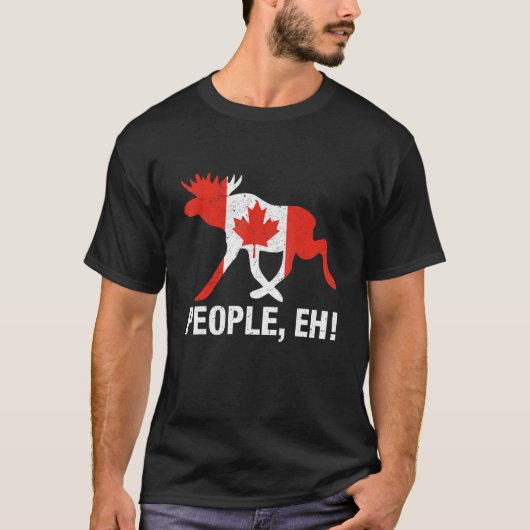 Mensen, eh! Funny Canadian Moose Maple Leaf Canada T-shirt (Voorkant)