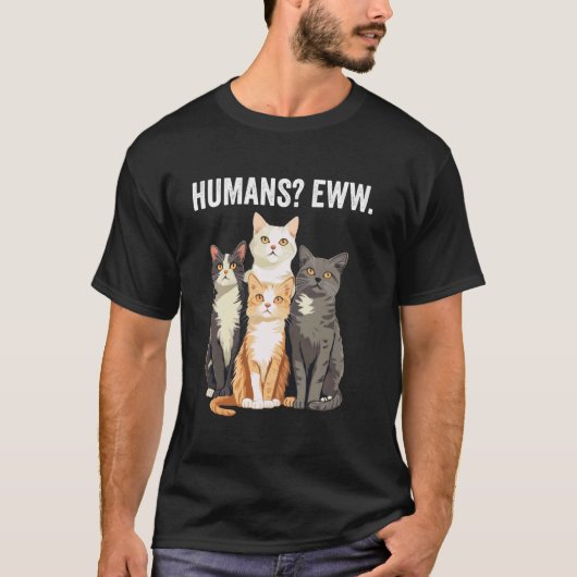 Mensen Eww Grappige Introverte Kat T-shirt (Voorkant)