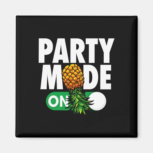 Mensen feestmodus op graai omgekeerde ananas magneet (Voorkant)