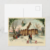 Mensen gaan met kerst naar de dorpskerk briefkaart (Voorkant / Achterkant)